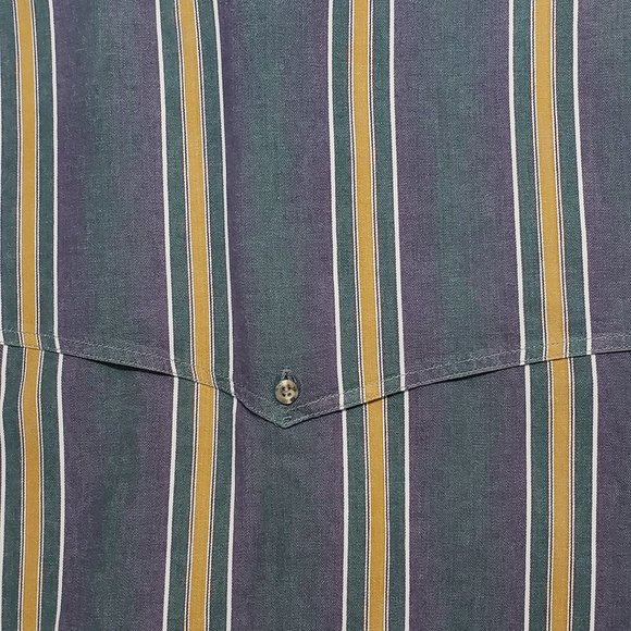 Australian Outback Men's Long Sleeve Button Up Shirt Large Grey/Yellow Stripe - Picture 3 of 3